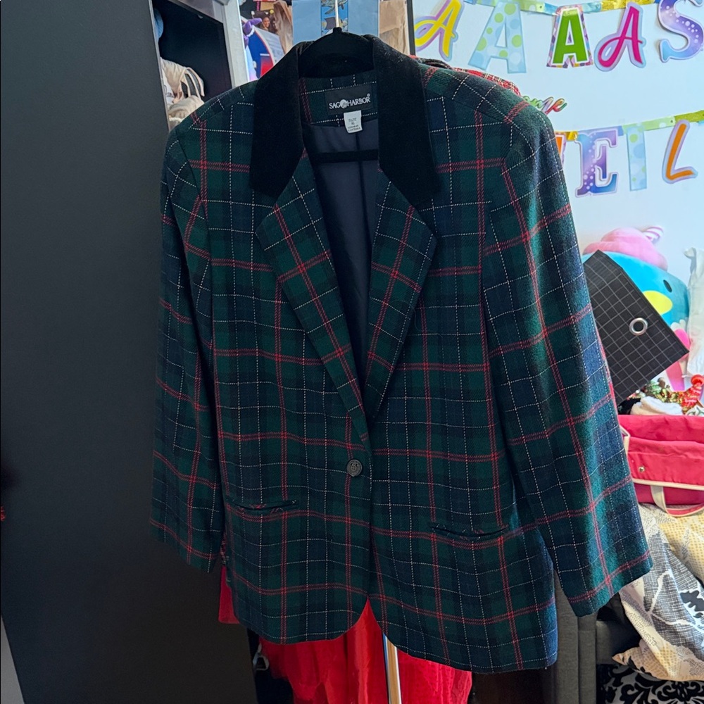 Sag Harbor Dark Plaid Women's Blazer